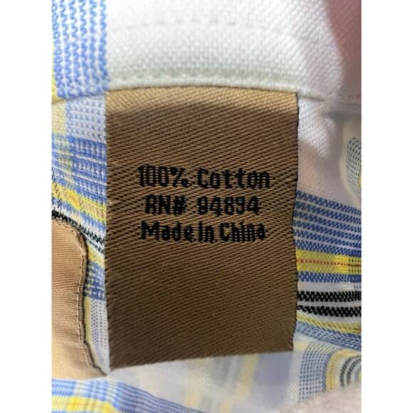 Larry Mahan Cowboy Collection Men’s White Blue Plaid Button Up Shirt - Size M - Picture 4 of 4